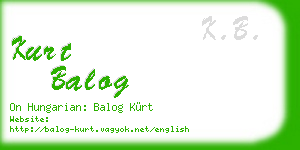 kurt balog business card